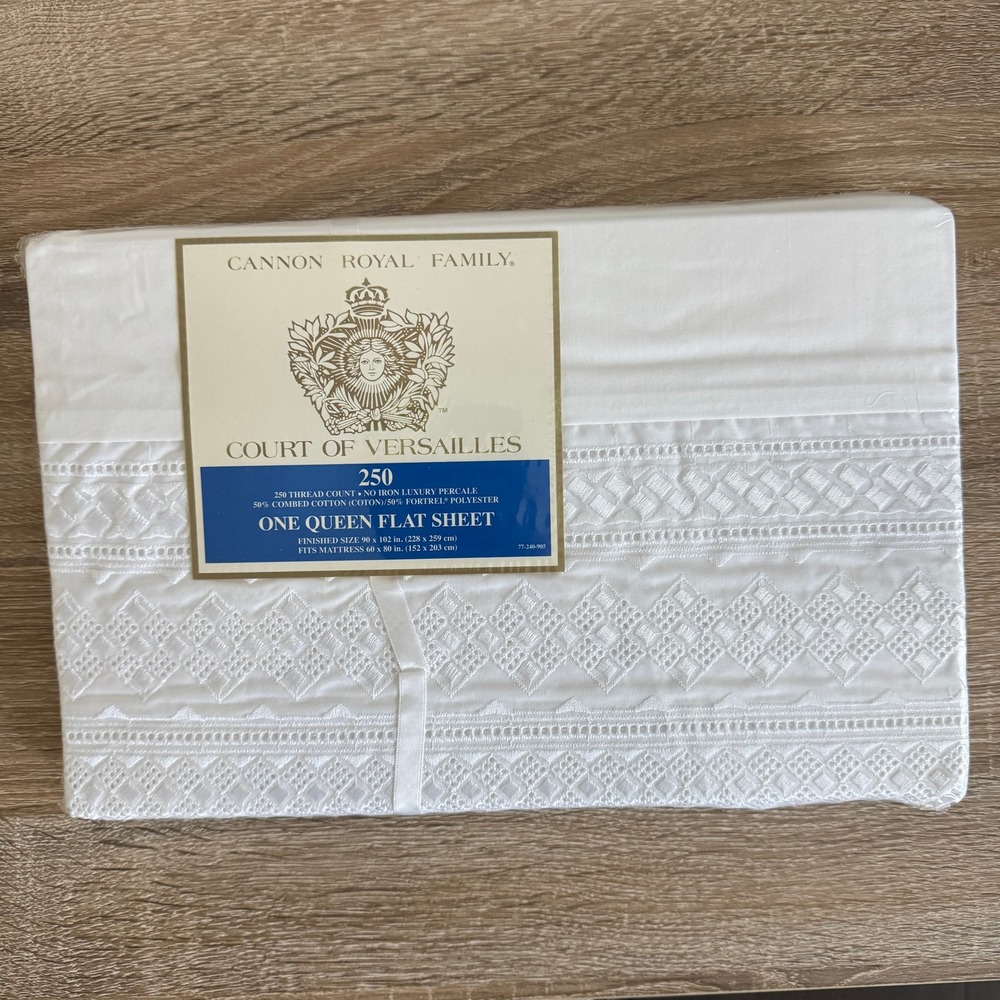 Cannon Royal Family Court of Versailles Queen Flat Sheet White Diamant 250TC